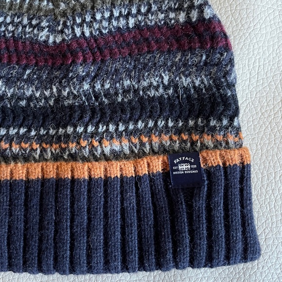 NWT - Fat Face Adult 80% Wool Striped Beanie - Picture 2 of 5